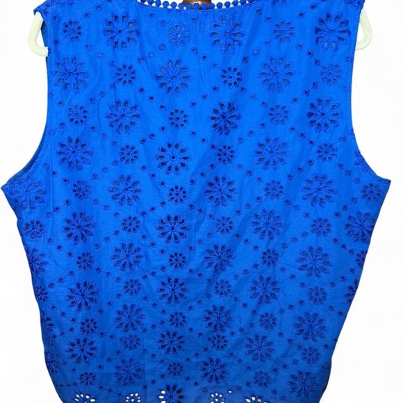 Boho ✨Royal Blue Lace Eyelet Bow Tie Vest Tank Top 2XL 💙 🎀 - Picture 3 of 8
